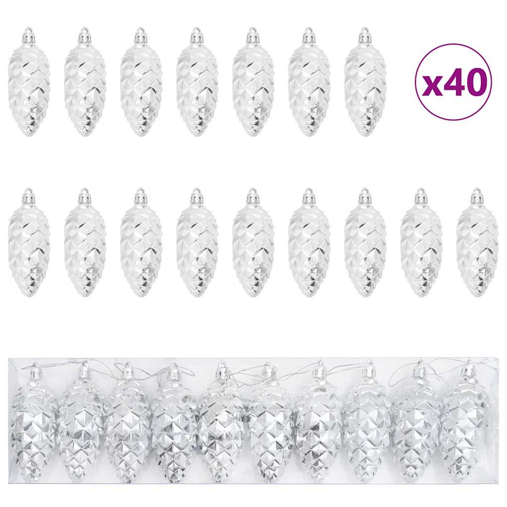 Compact Christmas Pine Cone Ball 40 pcs Silver - Premium Comfort