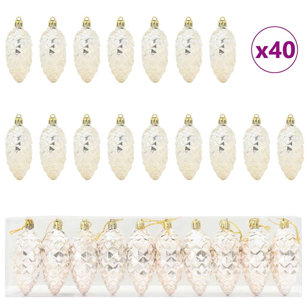 Compact Christmas Pine Cone Ball 40 pcs Champagne - Premium Comfort