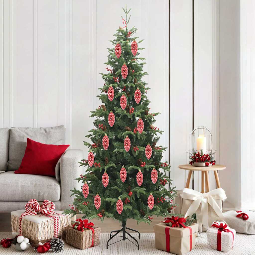 Contemporary Christmas Pine Cone Ball 40 pcs Red - High Quality Build