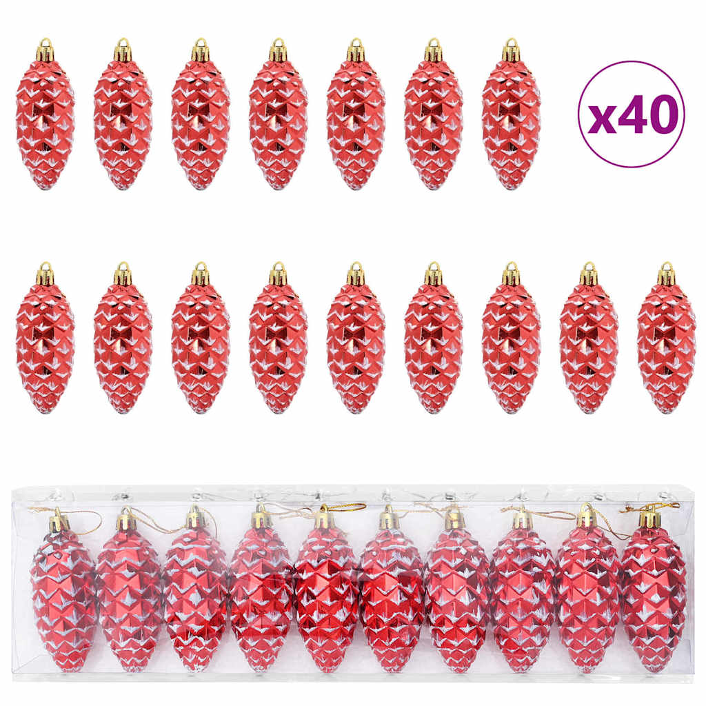 Contemporary Christmas Pine Cone Ball 40 pcs Red - High Quality Build