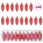 Contemporary Christmas Pine Cone Ball 40 pcs Red - High Quality Build