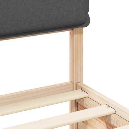 King Pine Wood Bed Frame with Upholstered Headboard Slatted Platform Support