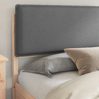 King Pine Wood Bed Frame with Upholstered Headboard Slatted Platform Support