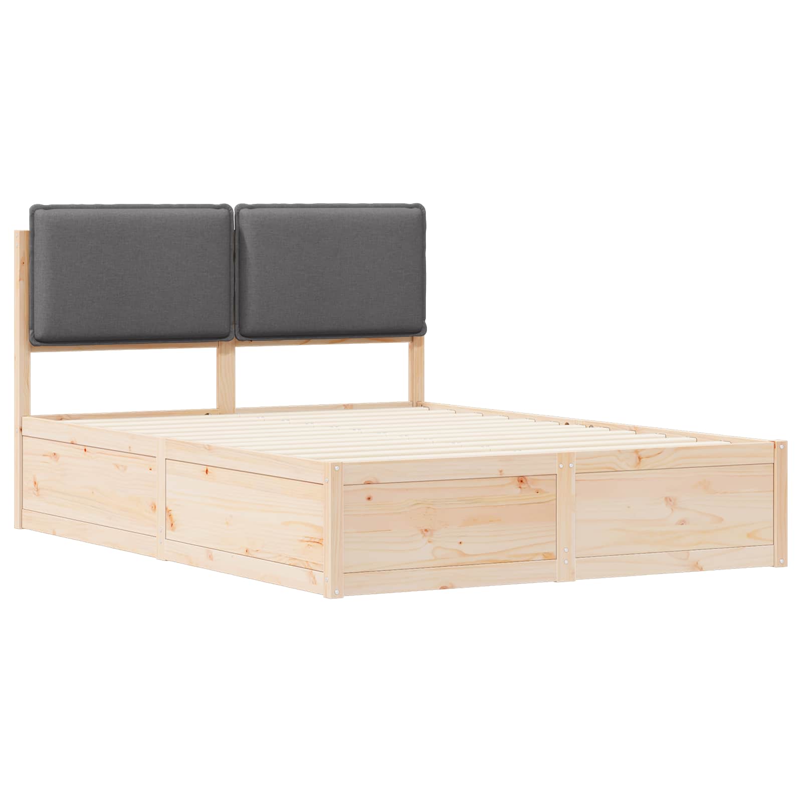 Dark Grey Bed Frame with Soft Upholstered Headboard and Platform Slats Queen