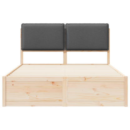 Dark Grey Bed Frame with Soft Upholstered Headboard and Platform Slats Queen