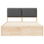 Dark Grey Bed Frame with Soft Upholstered Headboard and Platform Slats Queen