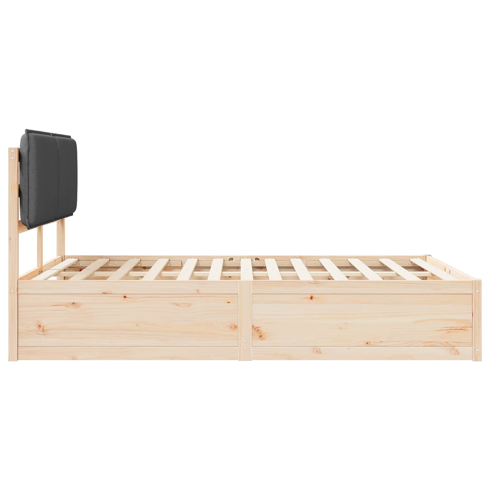 Dark Grey Bed Frame with Soft Upholstered Headboard and Platform Slats Queen
