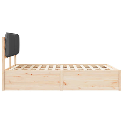 Dark Grey Bed Frame with Soft Upholstered Headboard and Platform Slats Queen