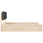 Dark Grey Bed Frame with Soft Upholstered Headboard and Platform Slats Queen