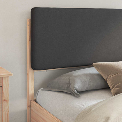 Dark Grey King Bed Frame Upholstered Headboard Solid Pine Wood Platform Bed