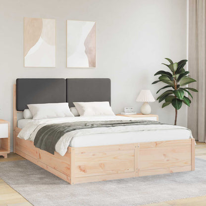 Queen Size Dark Grey Bed Frame with Washable Upholstered Headboard