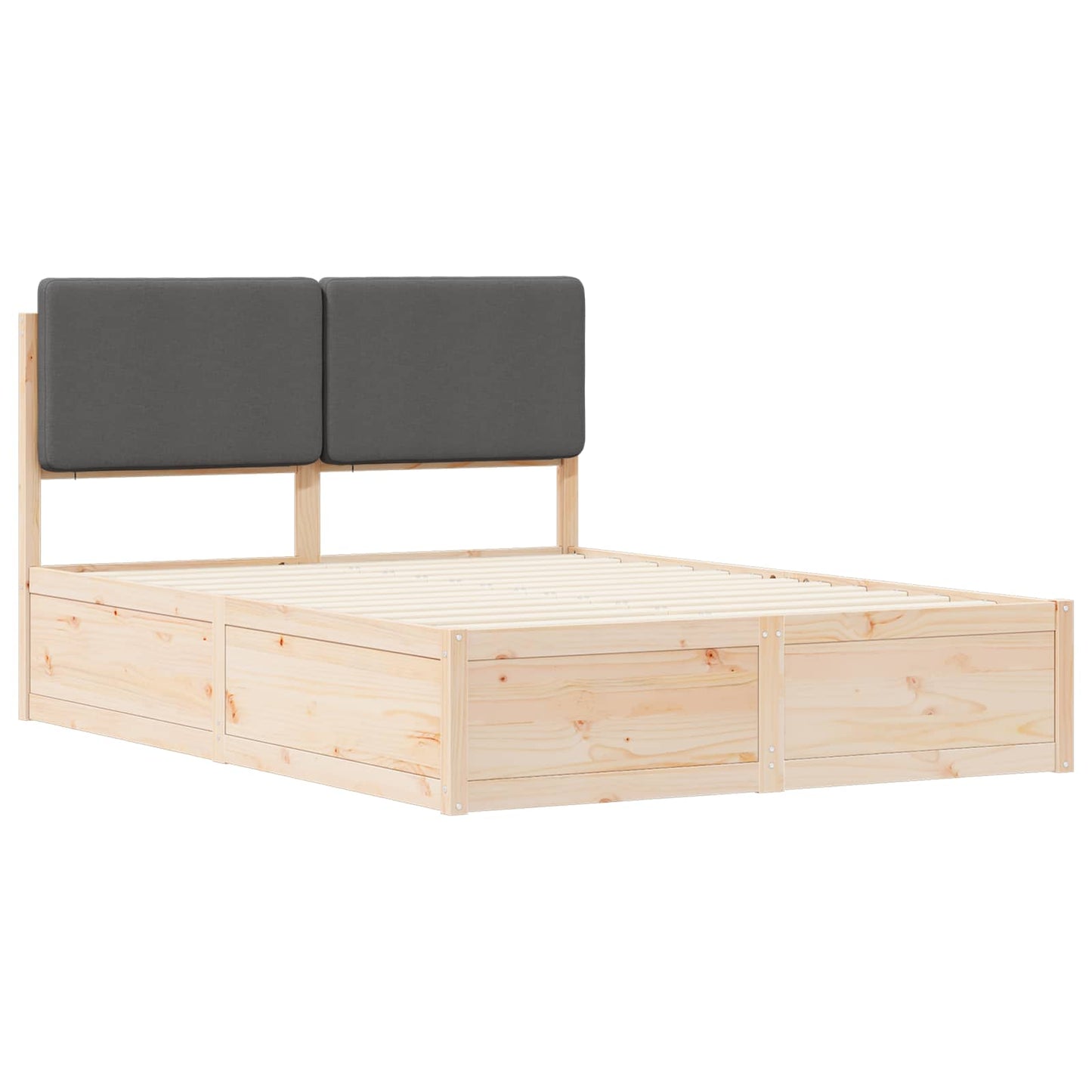 Queen Size Dark Grey Bed Frame with Washable Upholstered Headboard