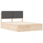 Queen Size Dark Grey Bed Frame with Washable Upholstered Headboard