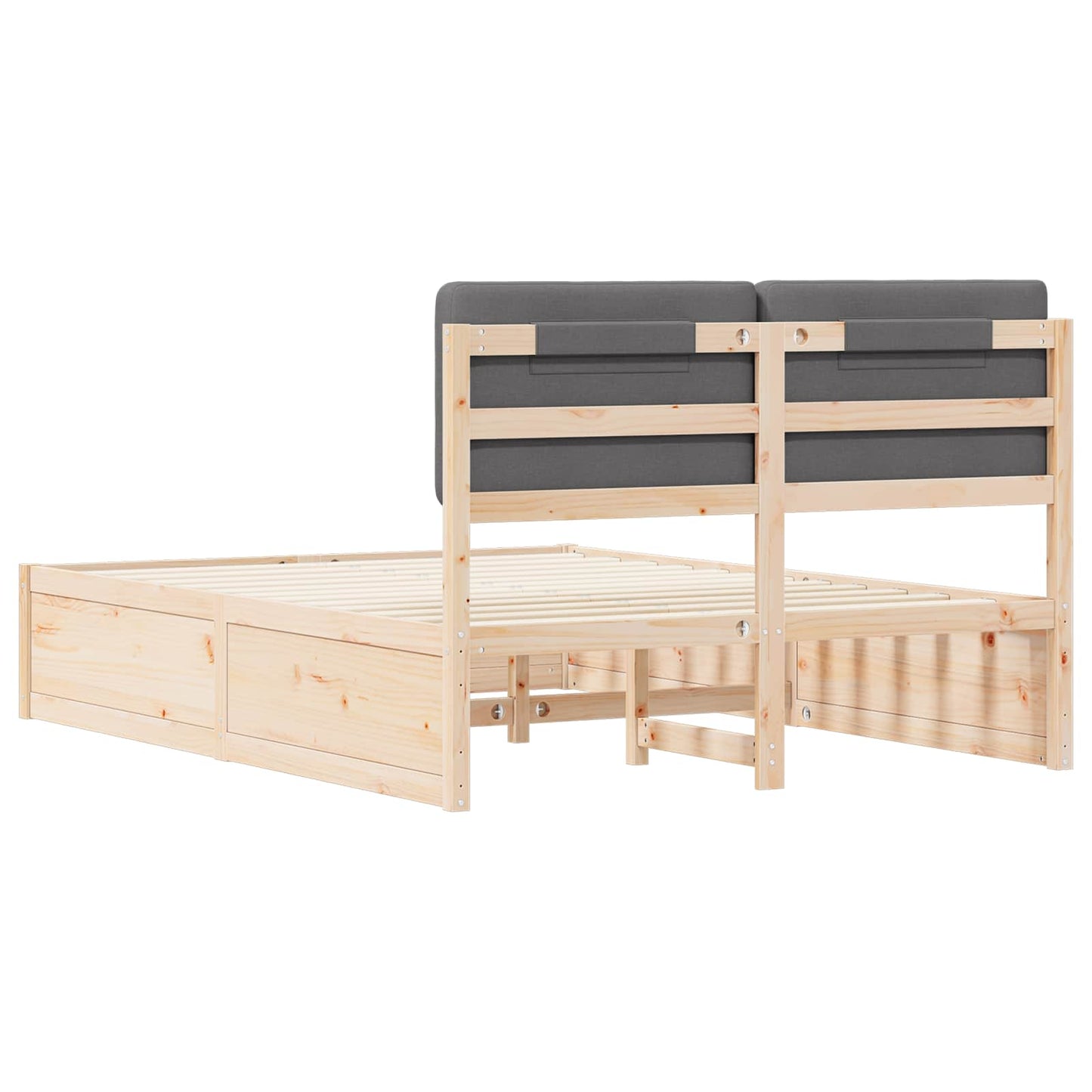 Queen Size Dark Grey Bed Frame with Washable Upholstered Headboard