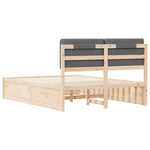 Queen Size Dark Grey Bed Frame with Washable Upholstered Headboard