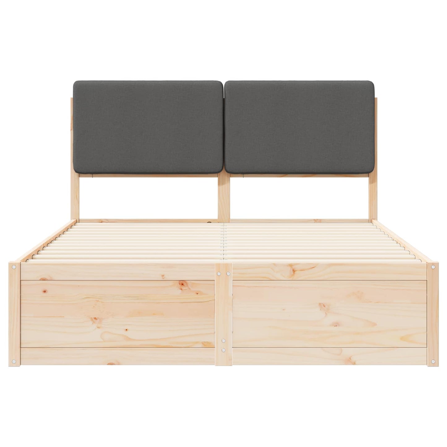 Queen Size Dark Grey Bed Frame with Washable Upholstered Headboard