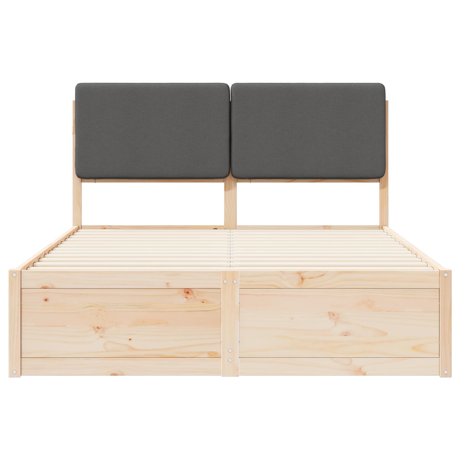 Queen Size Dark Grey Bed Frame with Washable Upholstered Headboard
