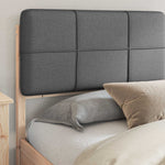 King Bed Frame Dark Grey Upholstered Headboard Solid Pine Wood Platform Bed