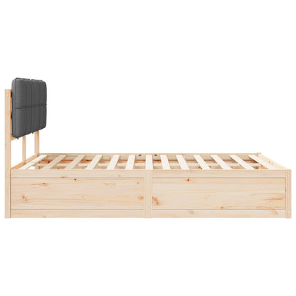 Queen Size Bed Frame with Upholstered Headboard and Slatted Base Dark Grey