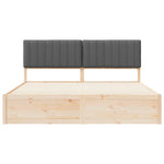 Dark Grey Bed Frame Upholstered Headboard Solid Pine Wood Platform King Size