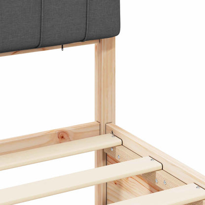 Queen Dark Grey Wooden Bed Frame with Soft Upholstered Headboard