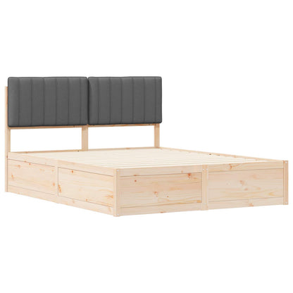 Queen Dark Grey Wooden Bed Frame with Soft Upholstered Headboard