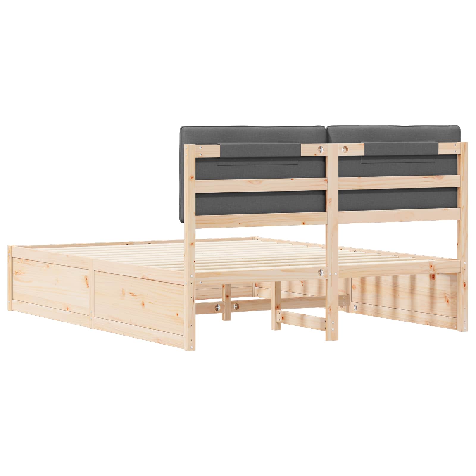 Queen Dark Grey Wooden Bed Frame with Soft Upholstered Headboard