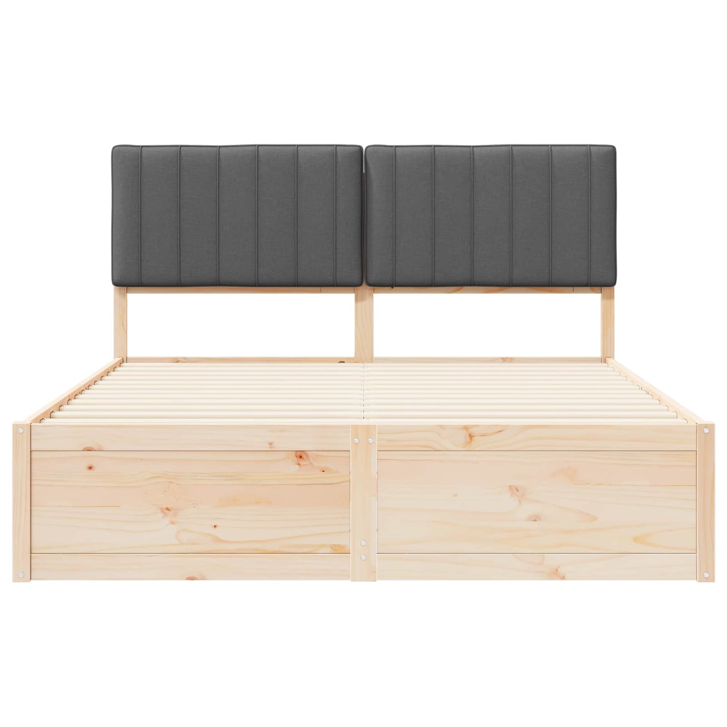 Queen Dark Grey Wooden Bed Frame with Soft Upholstered Headboard