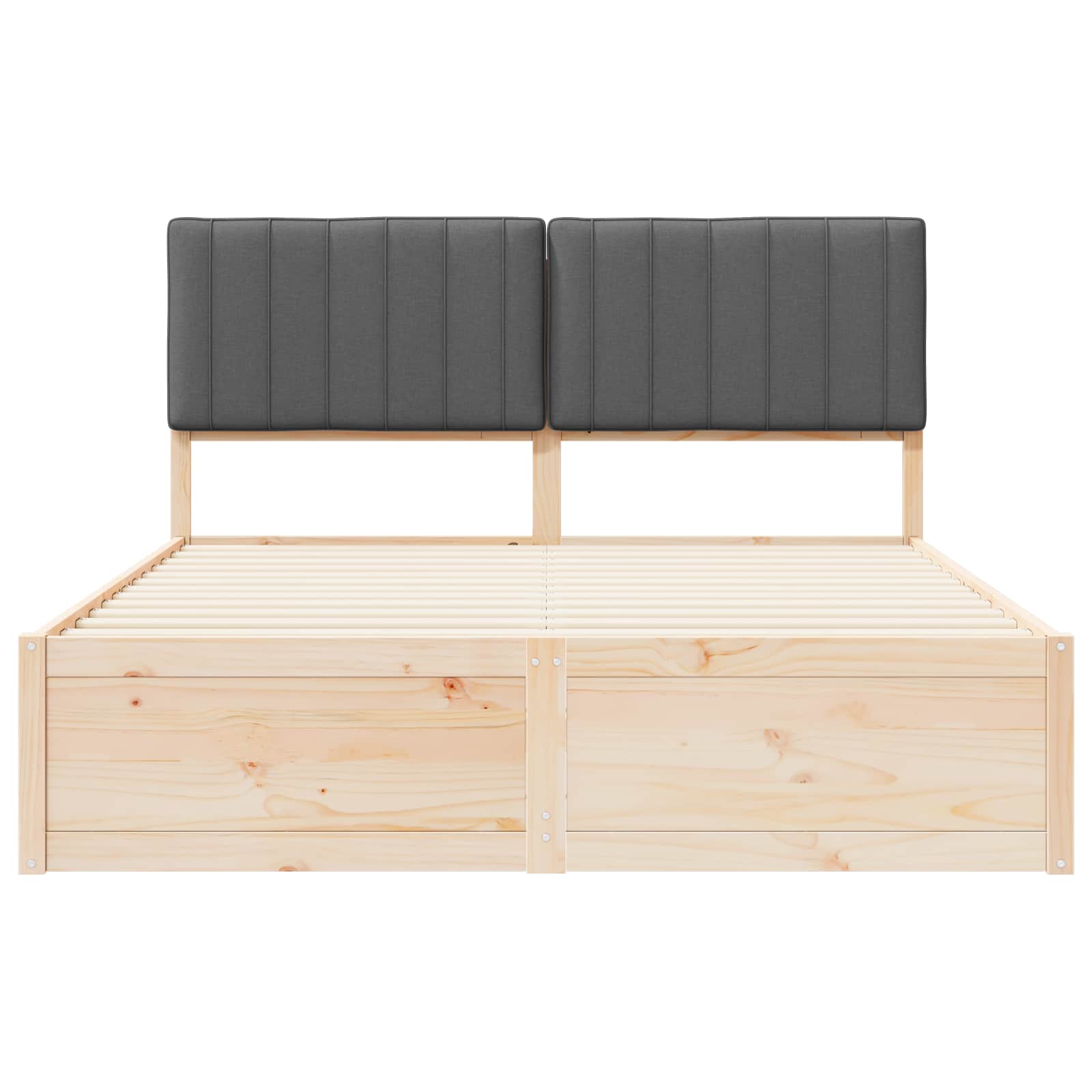 Queen Dark Grey Wooden Bed Frame with Soft Upholstered Headboard