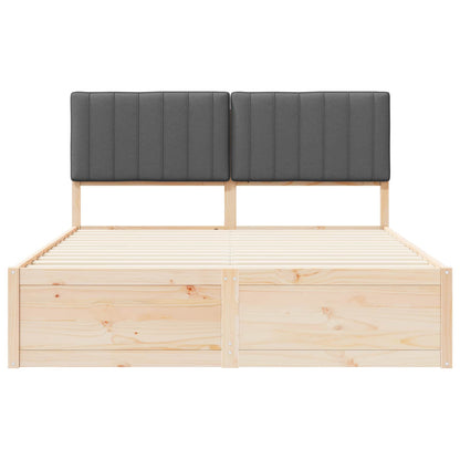 Queen Dark Grey Wooden Bed Frame with Soft Upholstered Headboard