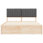 Queen Dark Grey Wooden Bed Frame with Soft Upholstered Headboard