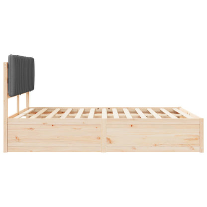Queen Dark Grey Wooden Bed Frame with Soft Upholstered Headboard