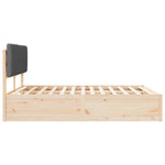 Queen Dark Grey Wooden Bed Frame with Soft Upholstered Headboard