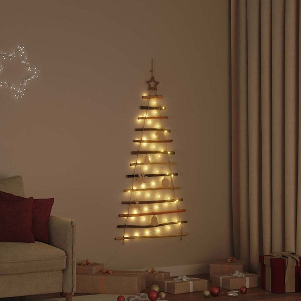  Contemporary Christmas Tree with 50 LEDs Natural 120cm Solid Ash wood