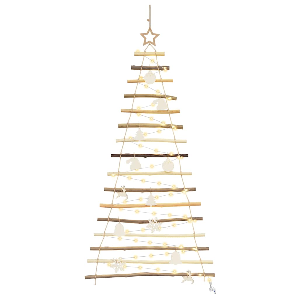 Contemporary Christmas Tree with 50 LEDs Natural 120cm Solid Ash wood