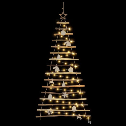 Contemporary Christmas Tree with 50 LEDs Natural 120cm Solid Ash wood
