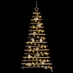 Contemporary Christmas Tree with 50 LEDs Natural 120cm Solid Ash wood