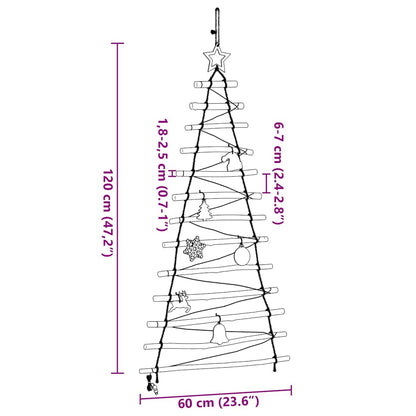 Contemporary Christmas Tree with 50 LEDs Natural 120cm Solid Ash wood
