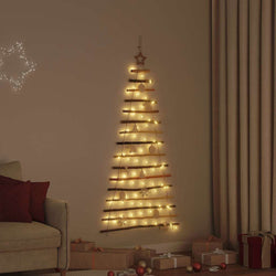 Classic Christmas Tree with 80 LEDs Natural 150cm Solid Ash wood - Soft