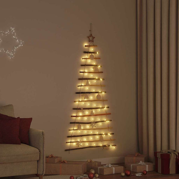  Classic Christmas Tree with 80 LEDs Natural 150cm Solid Ash wood - Soft