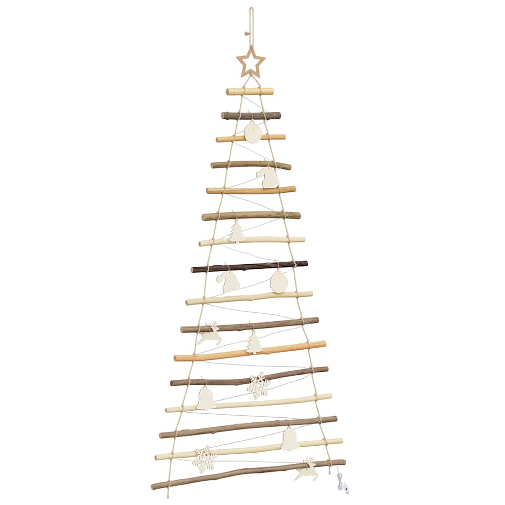 Classic Christmas Tree with 80 LEDs Natural 150cm Solid Ash wood - Soft