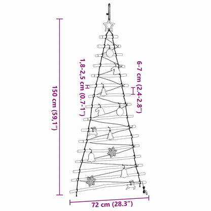 Classic Christmas Tree with 80 LEDs Natural 150cm Solid Ash wood - Soft
