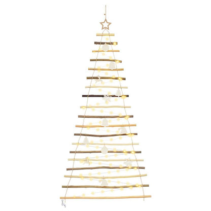 Compact Christmas Tree with 100 LEDs Natural 180cm Solid Ash wood - Sturdy