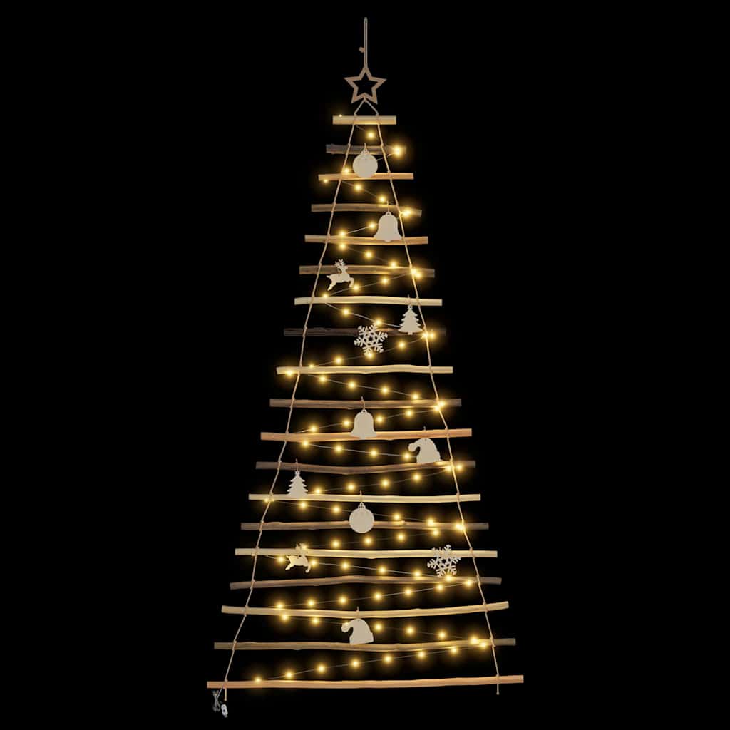 Compact Christmas Tree with 100 LEDs Natural 180cm Solid Ash wood - Sturdy