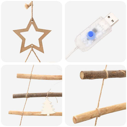 Functional Christmas Tree with 130 LEDs Natural 210cm Solid Ash wood - Home