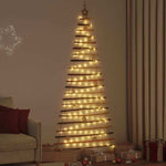 Functional Christmas Tree with 130 LEDs Natural 210cm Solid Ash wood - Home