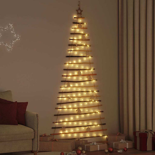  Functional Christmas Tree with 130 LEDs Natural 210cm Solid Ash wood - Home