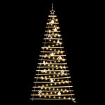 Functional Christmas Tree with 130 LEDs Natural 210cm Solid Ash wood - Home