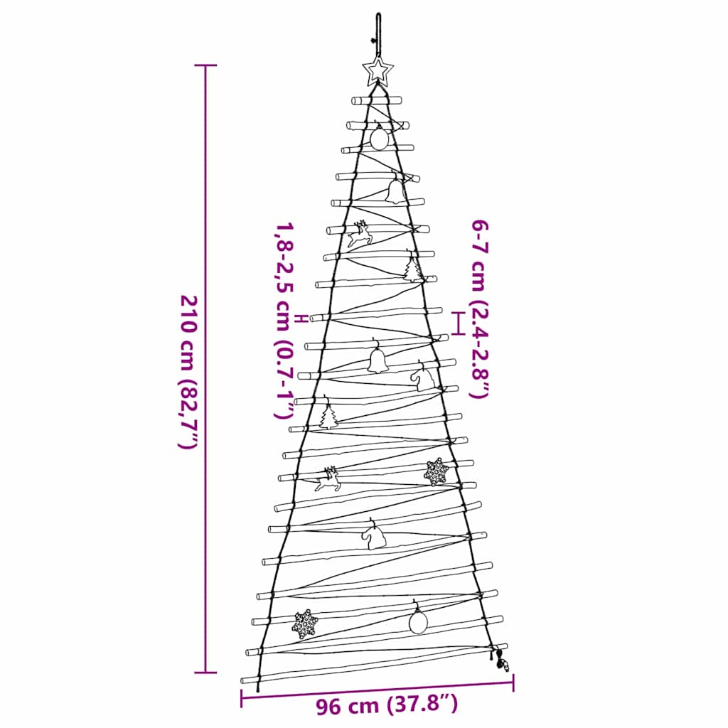 Functional Christmas Tree with 130 LEDs Natural 210cm Solid Ash wood - Home