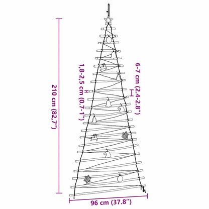 Functional Christmas Tree with 130 LEDs Natural 210cm Solid Ash wood - Home